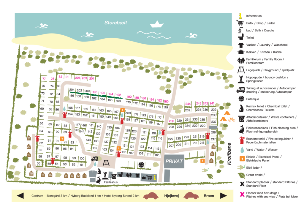 Camping oversigtskort Nyborg Strandcamping